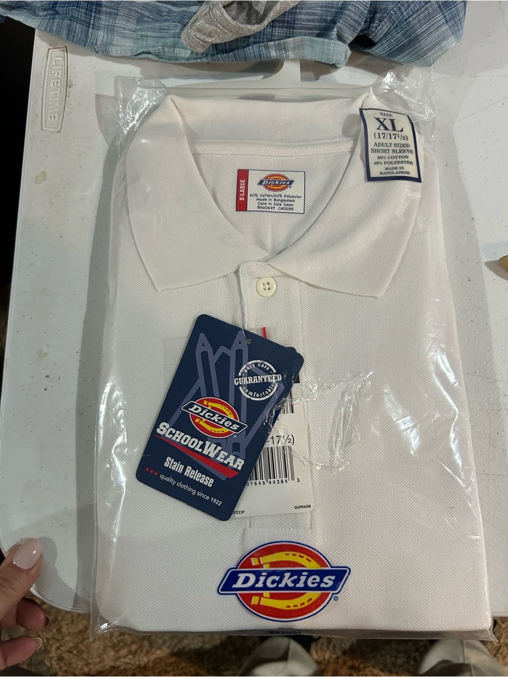 Dickies Men’s White Polo Shirt - Stain Release Schoolwear